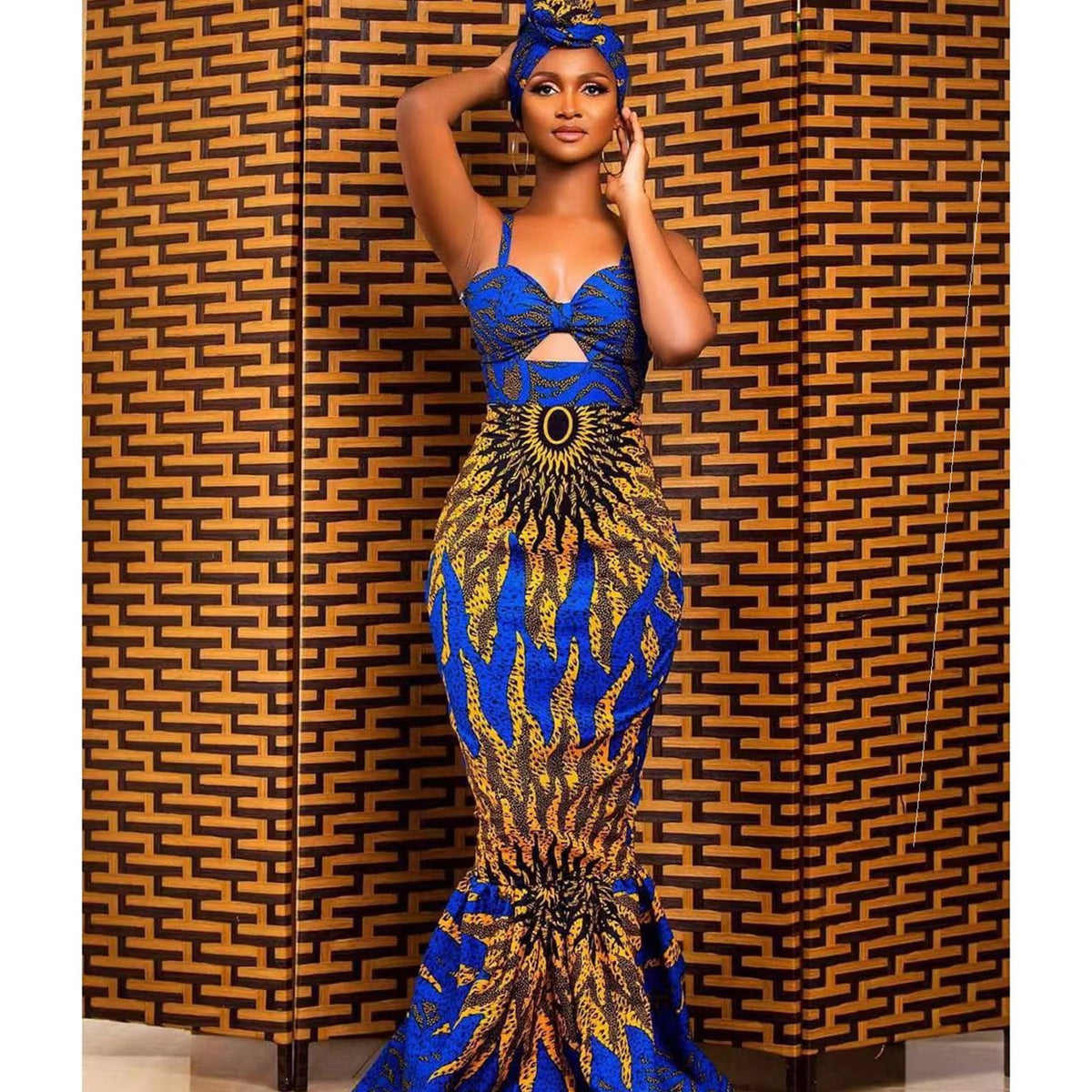 Digital Print Fishtail Sling Maxi Dress for Women
