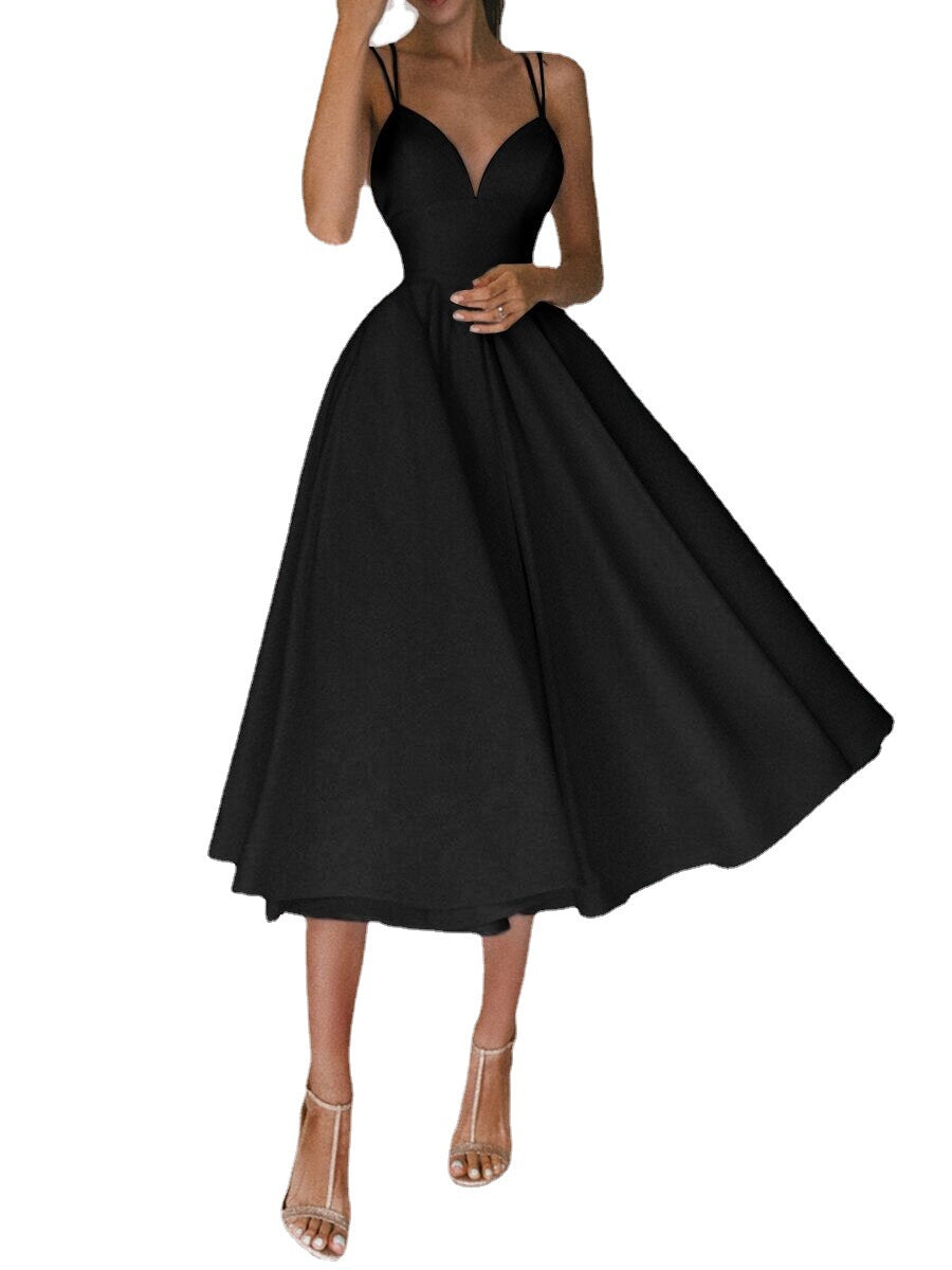 V-Neck A-Line Midi Summer Dress for Women