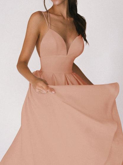 V-Neck A-Line Midi Summer Dress for Women