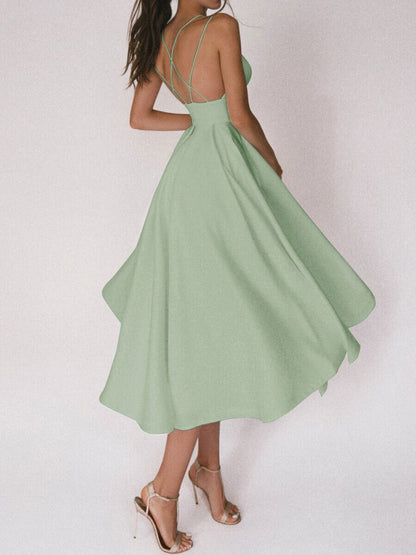 V-Neck A-Line Midi Summer Dress for Women