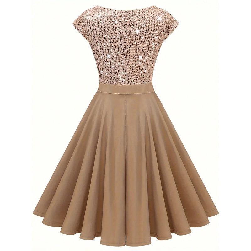 Elegant Sequin V Neck Cocktail Dress for Women