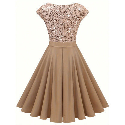 Elegant Sequin V Neck Cocktail Dress for Women