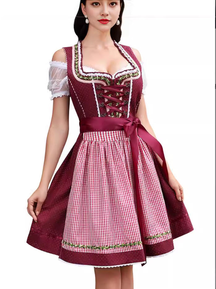 Halloween Puff Sleeve Maid Costume Dress for Women